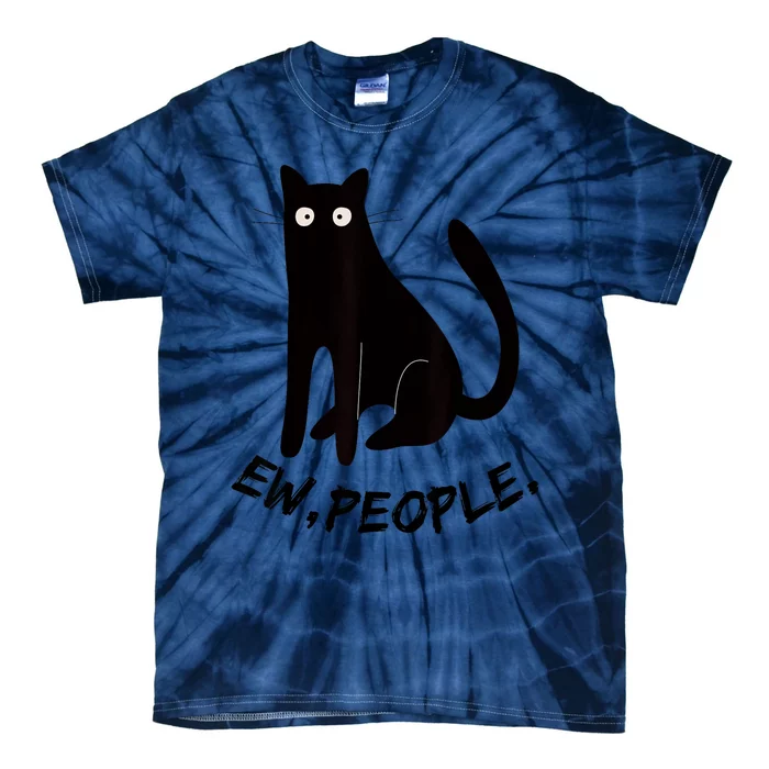 Funny Spooky Cat Ew People Meowy Cat Lover Pumpkin Halloween Tie-Dye T-Shirt