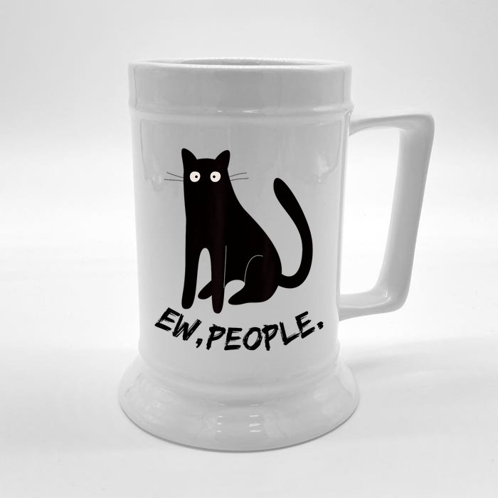 Funny Spooky Cat Ew People Meowy Cat Lover Pumpkin Halloween Front & Back Beer Stein