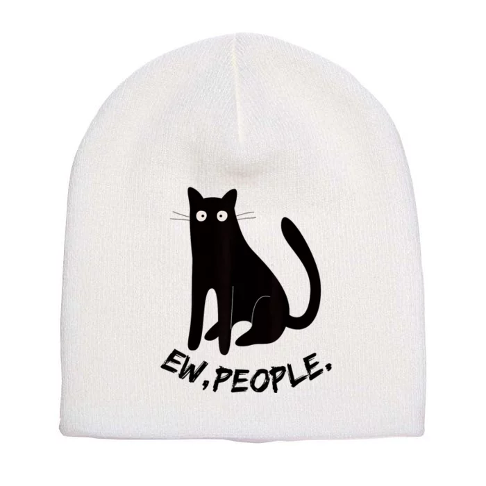 Funny Spooky Cat Ew People Meowy Cat Lover Pumpkin Halloween Short Acrylic Beanie