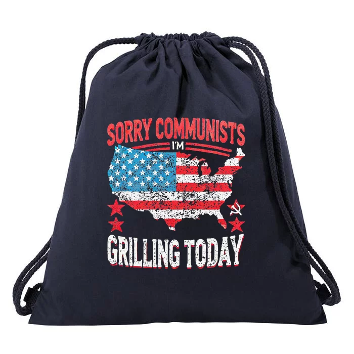 Funny Sorry Communists IM Grilling Today Drawstring Bag