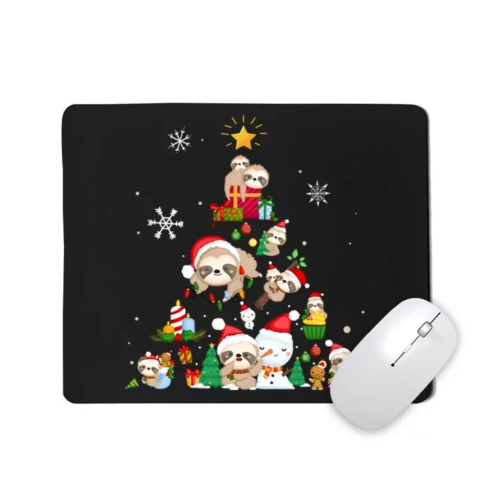 Funny Sloth Christmas Tree Merry Slothmas Mousepad