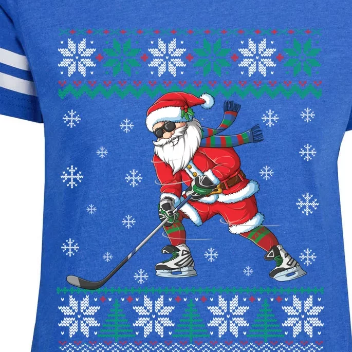 Funny Santa Claus Christmas Ice Hockey Ugly Sweater Gift Enza Ladies Jersey Football T-Shirt