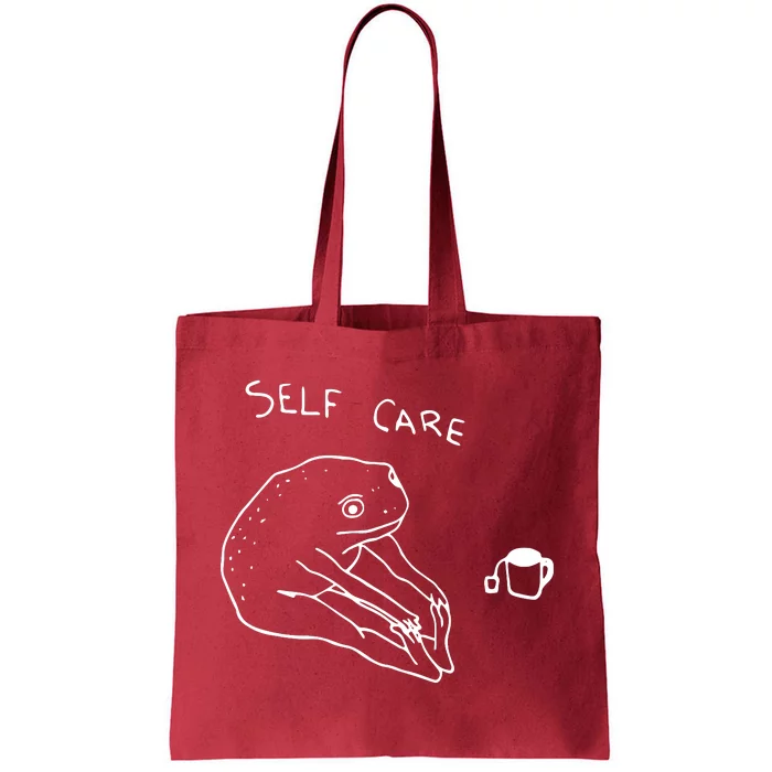 Funny Self Care Frog Drinking Tea Yoga Positive Frog Lover Tote Bag