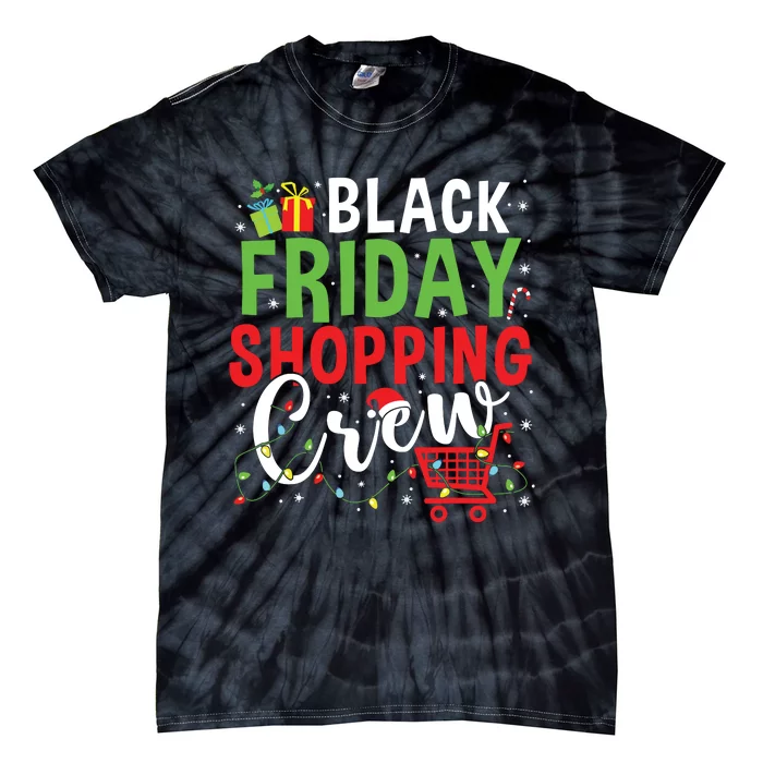 Friday Shopping Crew Christmas Lights Black Shopping Family Tie-Dye T-Shirt