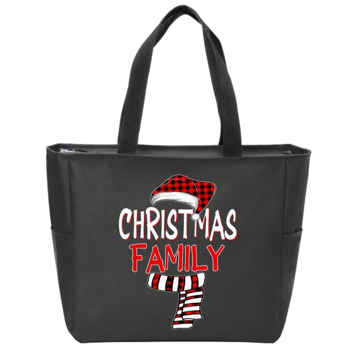 Festive Santa Claus Red Plaid Christmas Family Outfit Zip Tote Bag