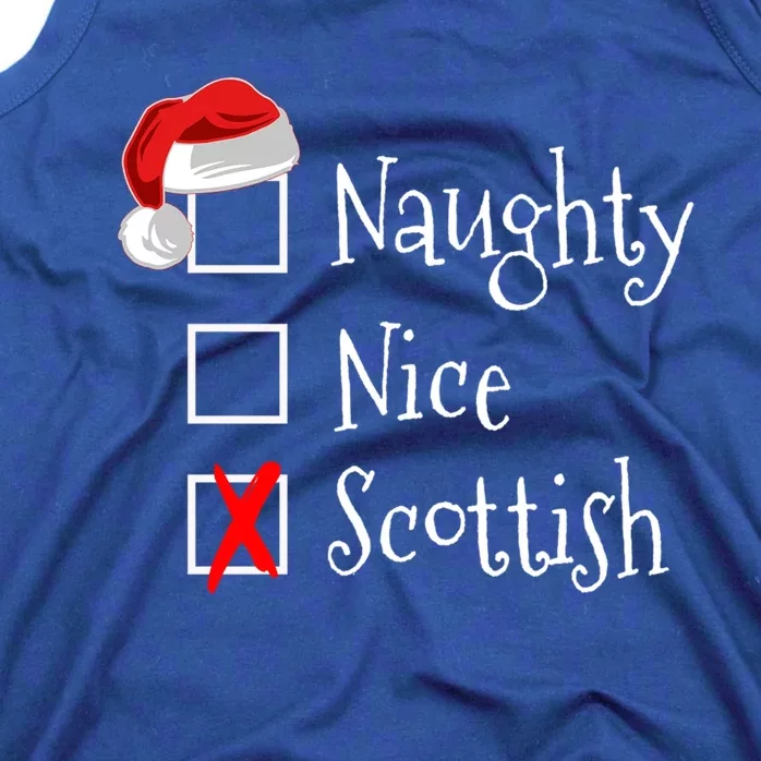 Funny Scottish Christmas Gift Scotland Naughty Nice Tank Top