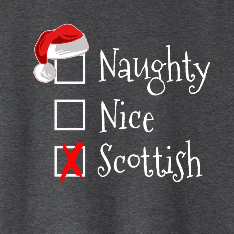 Funny Scottish Christmas Gift Scotland Naughty Nice Women's Crop Top Tee