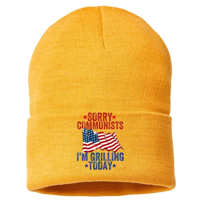 Funny Sorry Communists IM Grilling Today Sustainable Knit Beanie