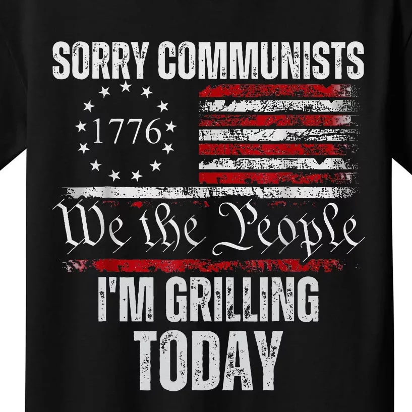 Funny Sorry Communists IM Grilling Today American Flag Kids T-Shirt