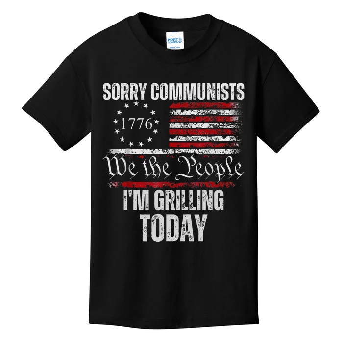 Funny Sorry Communists IM Grilling Today American Flag Kids T-Shirt