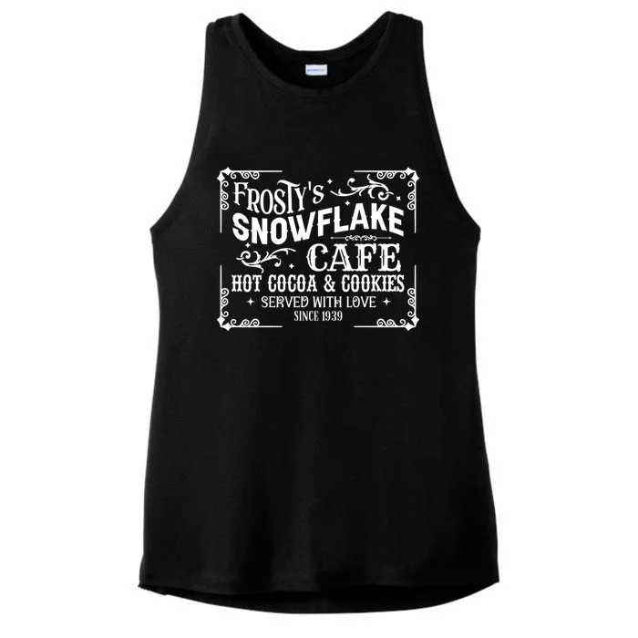 FrostyS Snowflake Cafe Vintage Christmas Sign Ladies Tri-Blend Wicking Tank