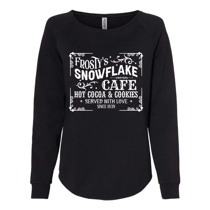 FrostyS Snowflake Cafe Vintage Christmas Sign Womens California Wash Sweatshirt