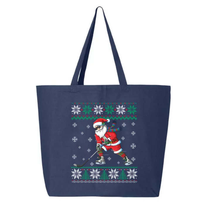 Funny Santa Claus Christmas Ice Hockey Ugly Sweater Boys Great Gift 25L Jumbo Tote