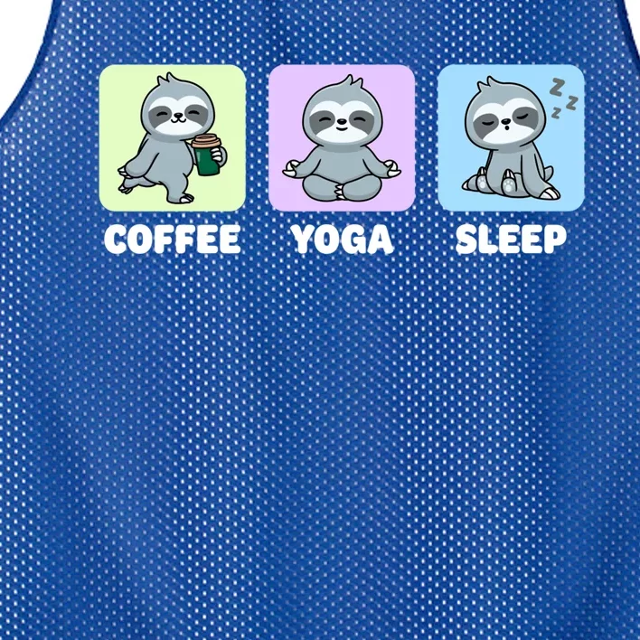 Funny Sloth Coffee Yoga Sleep Repeat Cute Kawaii Animal Funny Gift Mesh Reversible Basketball Jersey Tank