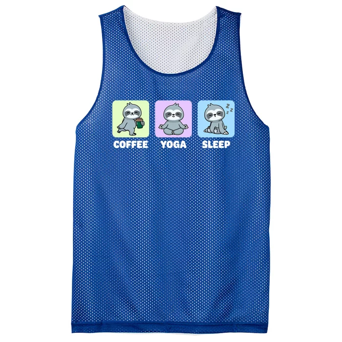 Funny Sloth Coffee Yoga Sleep Repeat Cute Kawaii Animal Funny Gift Mesh Reversible Basketball Jersey Tank