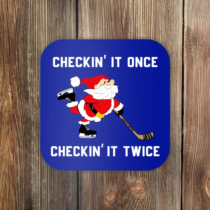 Funny Santa Clause Christmas Ice Hockey For Boys Great Gift Coaster