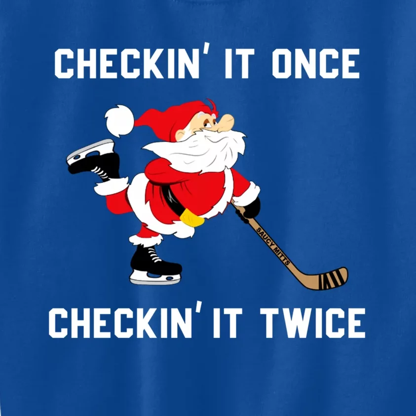 Funny Santa Clause Christmas Ice Hockey For Boys Great Gift Kids Sweatshirt