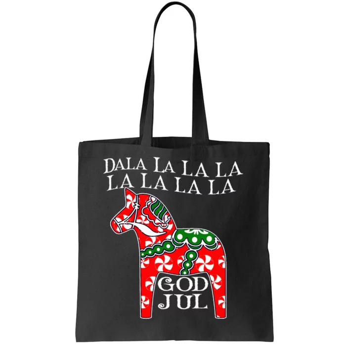 Funny Swedish Christmas God Jul Dala Horse Dalahost Tote Bag