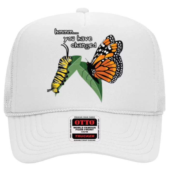 Funny Silly Caterpillar Monarch Butterfly Humor High Crown Mesh Trucker Hat