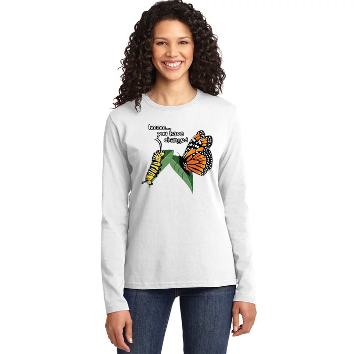 Funny Silly Caterpillar Monarch Butterfly Humor Ladies Long Sleeve Shirt