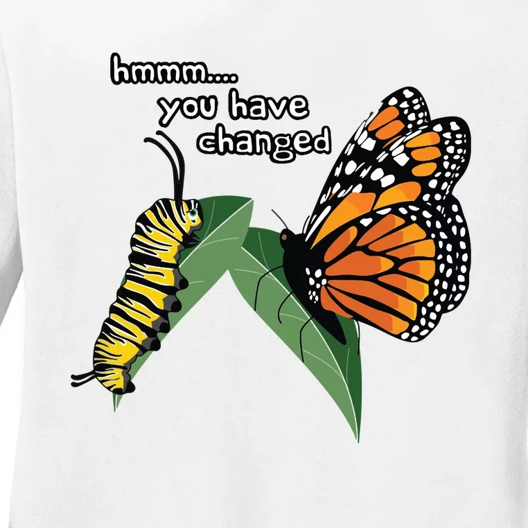 Funny Silly Caterpillar Monarch Butterfly Humor Ladies Long Sleeve Shirt