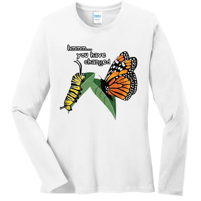 Funny Silly Caterpillar Monarch Butterfly Humor Ladies Long Sleeve Shirt