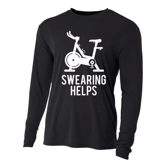 Funny Spin Class Swearing Helps Spinning Gift Gym Fitness Cooling Performance Long Sleeve Crew