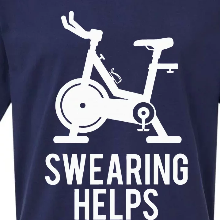 Funny Spin Class Swearing Helps Spinning Gift Gym Fitness Sueded Cloud Jersey T-Shirt