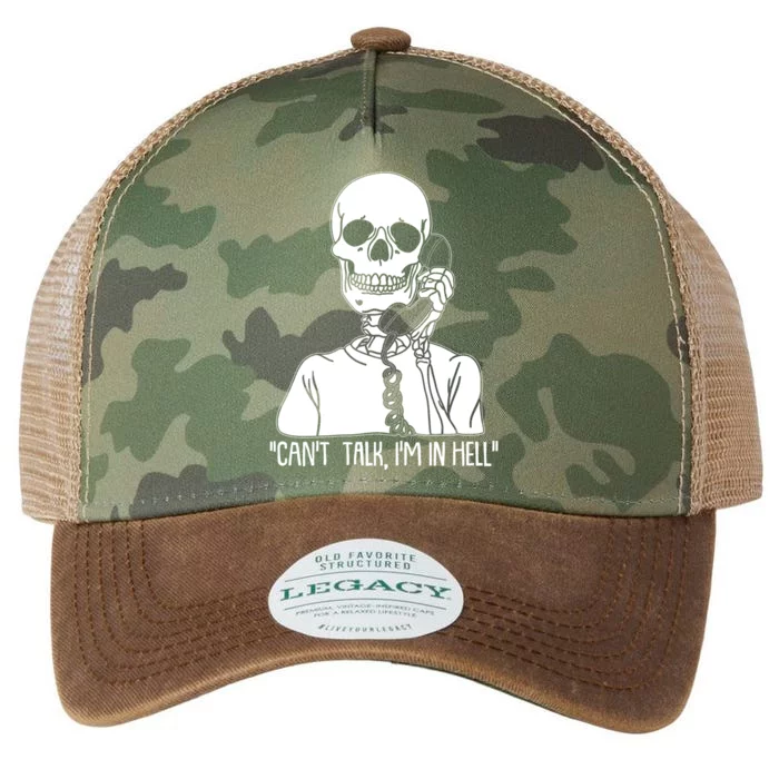 Funny Skeleton Cant Talk Im In Hell Legacy Tie Dye Trucker Hat