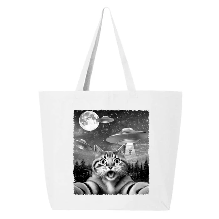 Funny Scared Cat Selfie With Ufos Gift Idea 25L Jumbo Tote