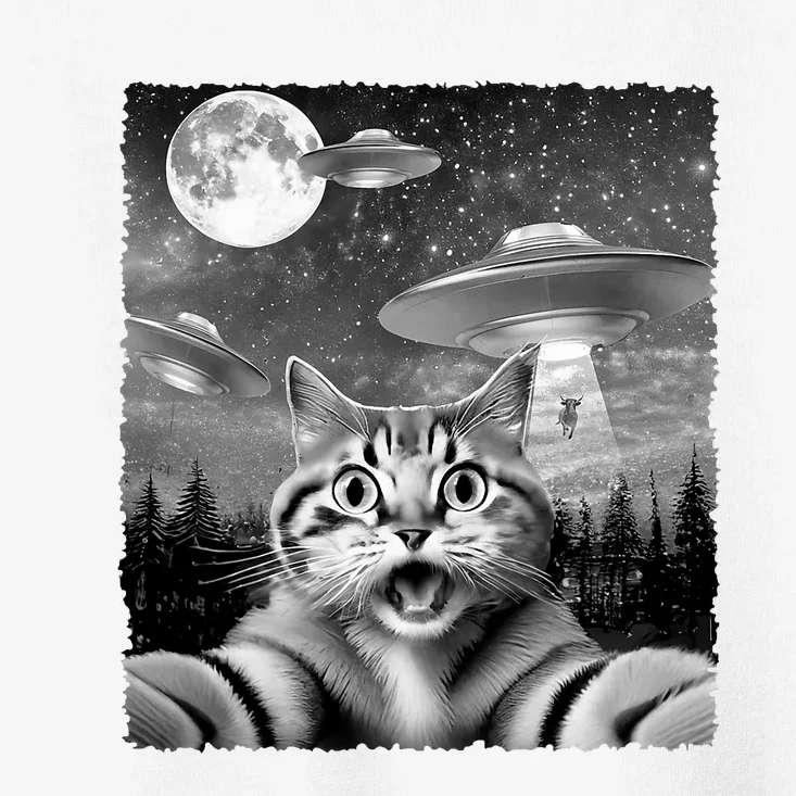 Funny Scared Cat Selfie With Ufos Gift Idea Toddler T-Shirt