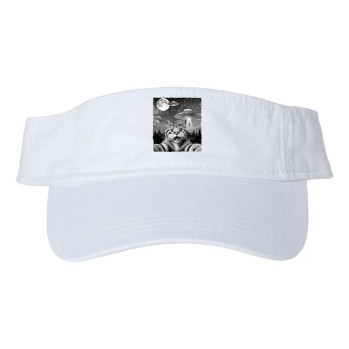 Funny Scared Cat Selfie With Ufos Gift Idea Valucap Bio-Washed Visor