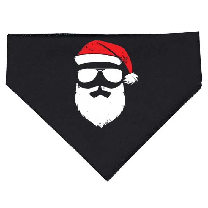 Funny Santa Claus Face Sunglasses With Hat Beard Christmas USA-Made Doggie Bandana