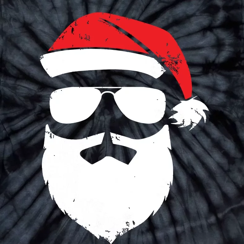 Funny Santa Claus Face Sunglasses With Hat Beard Christmas Tie-Dye T-Shirt