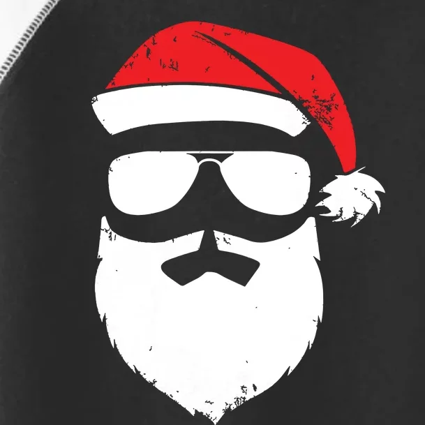 Funny Santa Claus Face Sunglasses With Hat Beard Christmas Toddler Fine Jersey T-Shirt