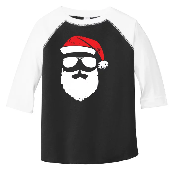 Funny Santa Claus Face Sunglasses With Hat Beard Christmas Toddler Fine Jersey T-Shirt