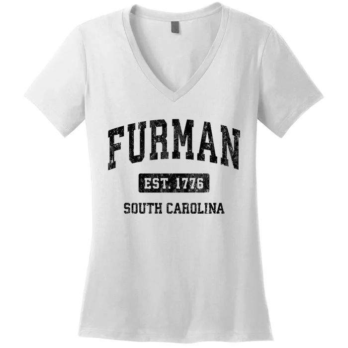 Furman South Carolina Sc Vintage Established Athletic Sports Design Women's V-Neck T-Shirt