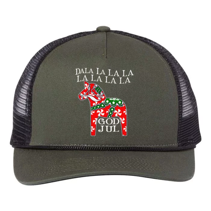 Funny Swedish Christmas God Jul Dala Horse Dalahost Retro Rope Trucker Hat Cap