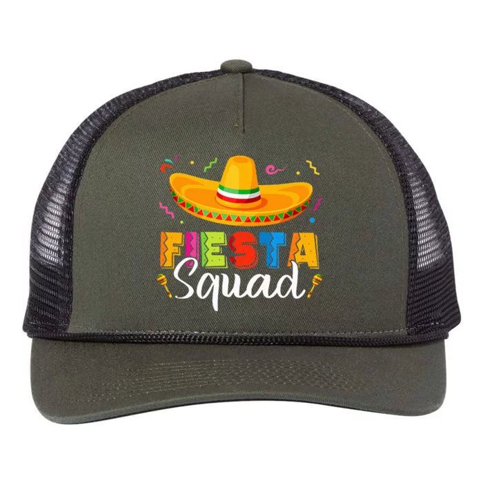 Fiesta Squad Cinco De Mayo Mexican Party Family Group Fiesta Retro Rope Trucker Hat Cap