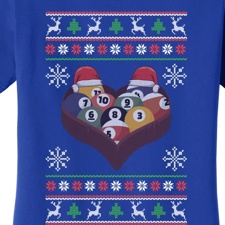 Funny Santa Claus Ball Pool Player Ugly Christmas Billiards Gift Women's T-Shirt