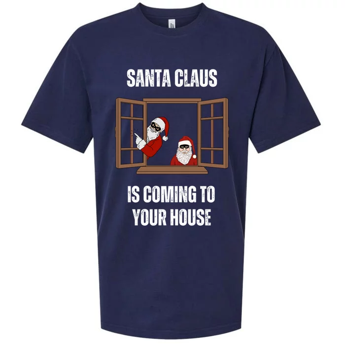 Funny Santa Claus Is Coming To Your House Christmas Thiefs Meaningful Gift Sueded Cloud Jersey T-Shirt