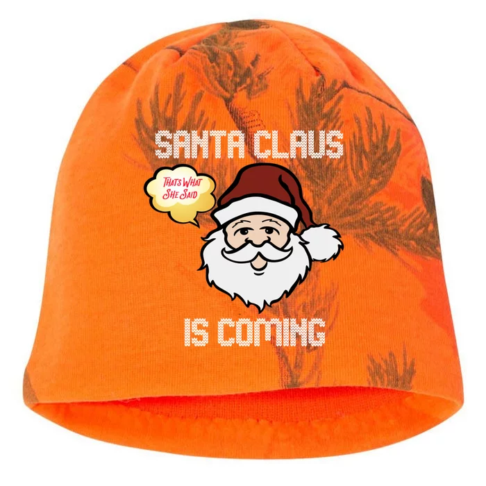 Funny Santa Claus Is Coming Ugly Christmas Gift Kati - Camo Knit Beanie