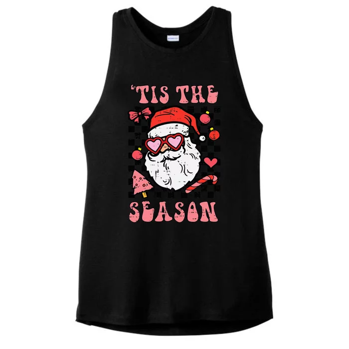 Festive Santa Claus Holiday Season Festivities Ladies Tri-Blend Wicking Tank