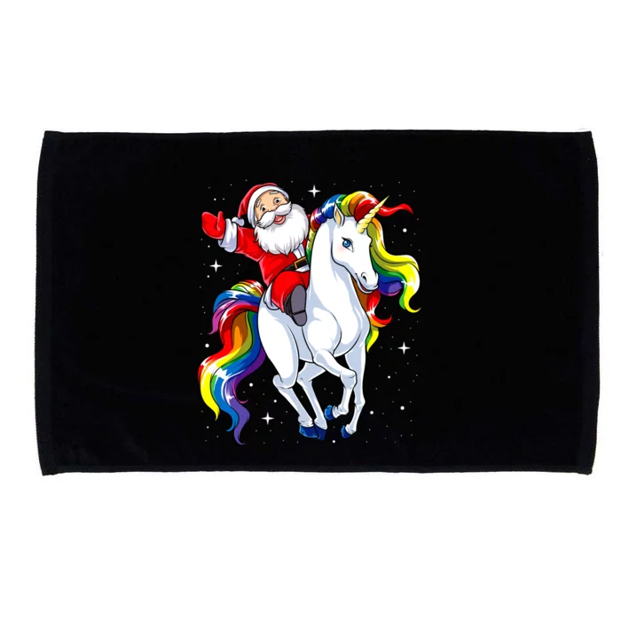 Funny Santa Claus Riding A Unicorn Cute Christmas Lover Gift Microfiber Hand Towel