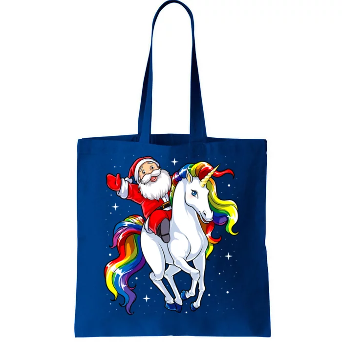 Funny Santa Claus Riding A Unicorn Cute Christmas Lover Gift Tote Bag