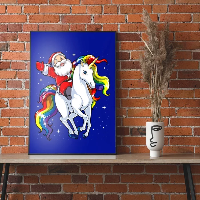 Funny Santa Claus Riding A Unicorn Cute Christmas Lover Gift Poster