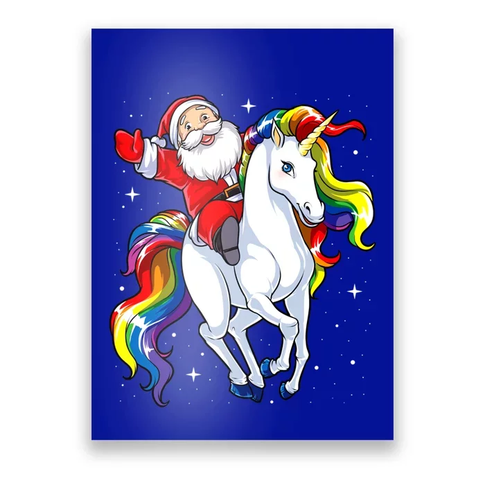 Funny Santa Claus Riding A Unicorn Cute Christmas Lover Gift Poster