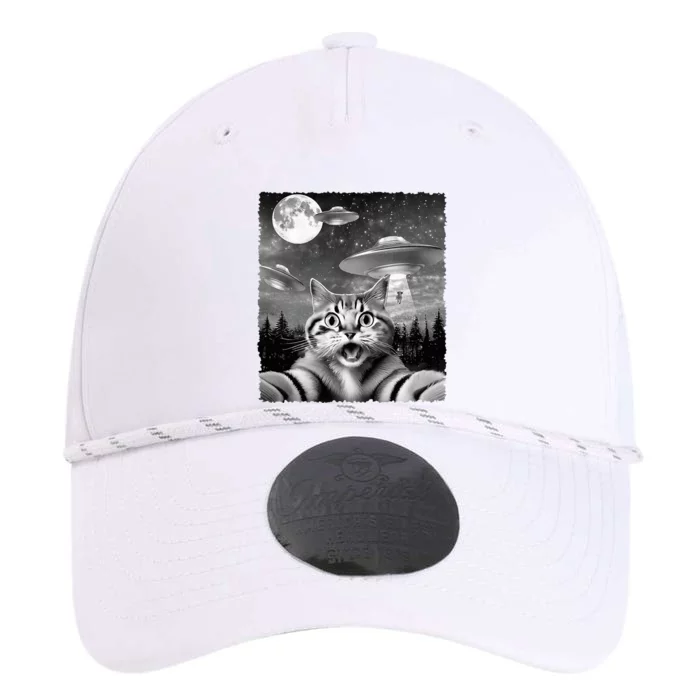 Funny Scared Cat Selfie with UFOs Gift Idea Performance The Dyno Cap