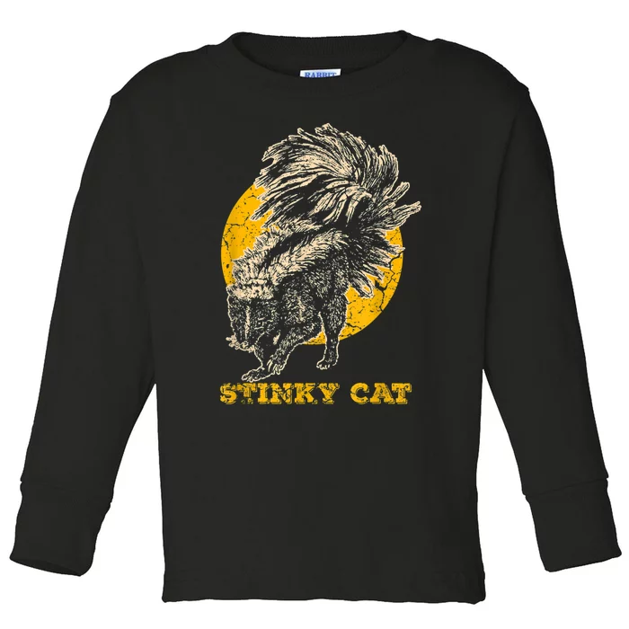 Funny Skunk Cat Toddler Long Sleeve Shirt