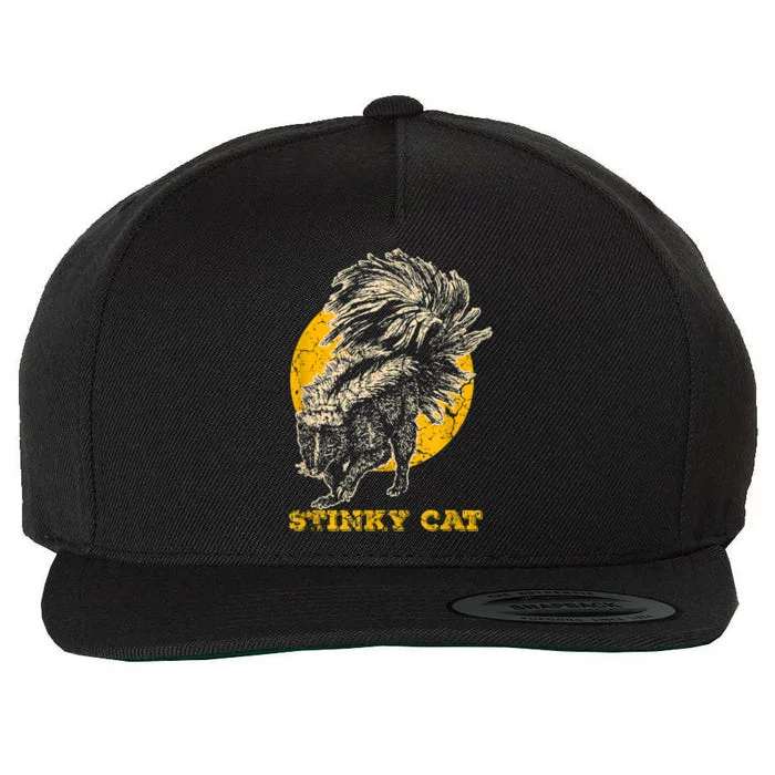 Funny Skunk Cat Wool Snapback Cap